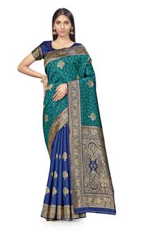 Multicolor Woven  Art Silk Saree With Blouse