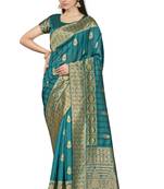 Turquoise Woven Art Silk Saree With Blouse
