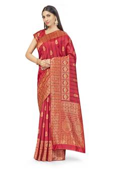 Peach Woven  Art Silk Saree With Blouse