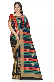 Black Woven  Art Silk Saree With Blouse