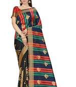 Black Woven Art Silk Saree With Blouse