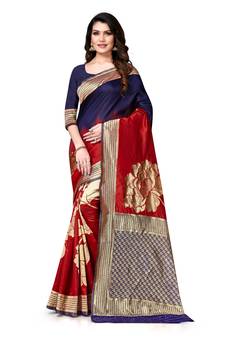 Multicolor Woven  Art Silk Saree With Blouse