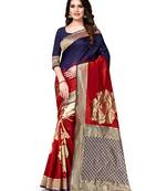 Multicolor Woven Art Silk Saree With Blouse