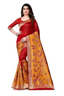Multicolor Woven  Art Silk Saree With Blouse