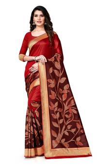 Multicolor Woven  Art Silk Saree With Blouse