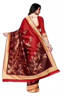 Multicolor Woven Art Silk Saree With Blouse
