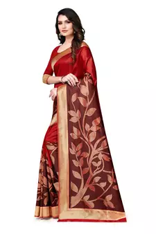 Multicolor Woven Art Silk Saree With Blouse