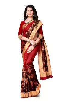 Multicolor Woven Art Silk Saree With Blouse