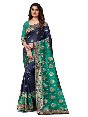 Multicolor Woven  Art Silk Saree With Blouse 1