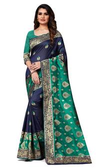 Multicolor Woven  Art Silk Saree With Blouse