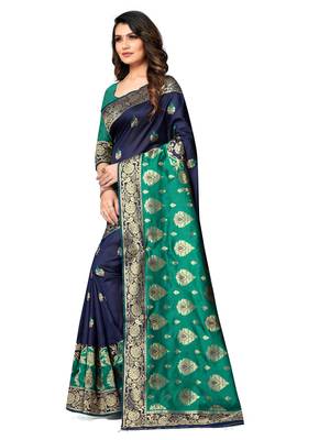 Multicolor Woven  Art Silk Saree With Blouse 3