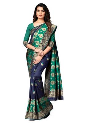 Multicolor Woven  Art Silk Saree With Blouse 4