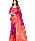 Multicolor woven banarasi silk saree with blouse