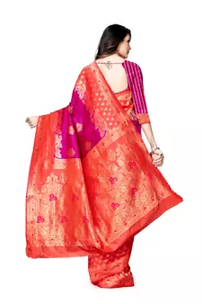 Multicolor Woven  Art Silk Saree With Blouse