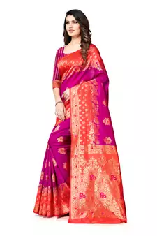 Multicolor Woven  Art Silk Saree With Blouse