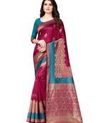 Multicolor woven banarasi silk saree with blouse