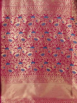 Multicolor woven banarasi silk saree with blouse 5