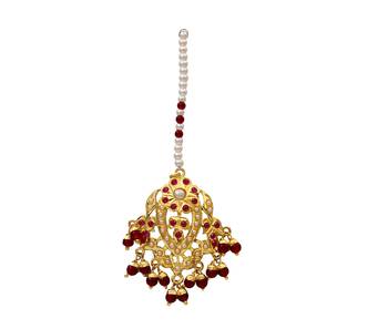 Red gold plated antique gold Copper   Maang tikka 1