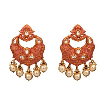 Pink gold plated antique gold Copper   Pair of Earrings 1