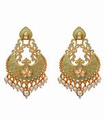 Green gold plated antique gold Copper   Pair of Earrings