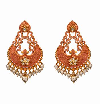 Pink gold plated antique gold Copper   Pair of Earrings 1