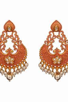 Pink gold plated antique gold Copper   Pair of Earrings