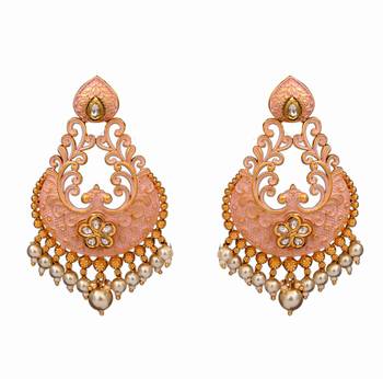 Pink gold plated antique gold Copper   Pair of Earrings 1