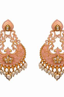 Pink gold plated antique gold Copper   Pair of Earrings