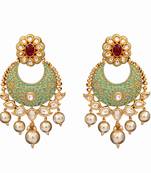 Green gold plated antique gold Copper   Pair of Earrings