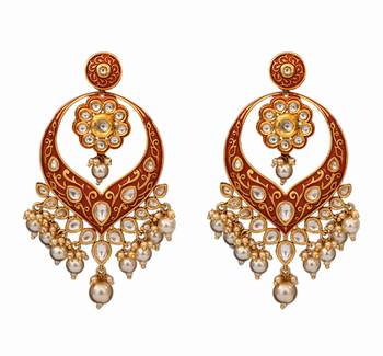 Red gold plated antique gold Copper   Pair of Earrings 1