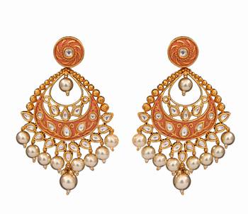 Pink gold plated antique gold Copper   Pair of Earrings 1