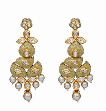 Green gold plated antique gold Copper   Pair of Earrings 1