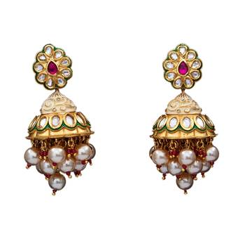 White gold plated antique gold Copper   Pair of Earrings 1