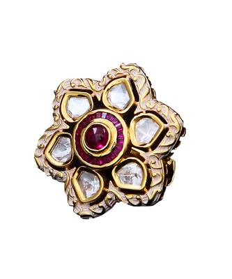 White gold plated antique gold Copper   Ring 1