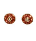 Orange kundan antique gold Copper   Pair of Earring