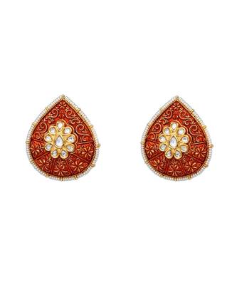 Brown kundan antique gold Copper   Pair of Earring 1