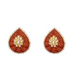 Brown kundan antique gold Copper   Pair of Earring