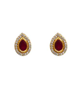 Red kundan antique gold Copper   Pair of Earring 1