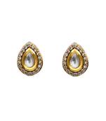 White kundan antique gold Copper   Pair of Earring
