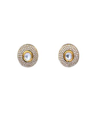 White kundan antique gold Copper   Pair of Earring 1