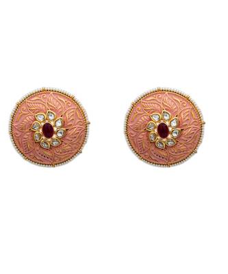 Pink kundan antique gold Copper   Pair of Earring 1