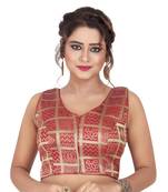 Red Bandhani Silk Printed Readymade Saree Blouse
