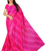 pink Leheriya chiffon saree with blouse 