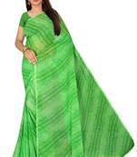Green Leheriya chiffon designer saree with blouse