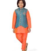 Blue plain silk boys-sherwani