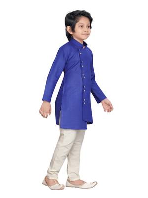 Blue plain cotton boys-kurta-pyjama 2