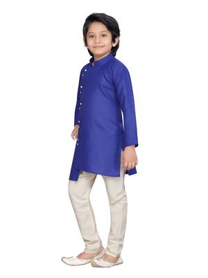 Blue plain cotton boys-kurta-pyjama 3