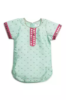 Saka Designs Pastel Blue Fusia Dhoti Kurta for Girls | Ethnic Wear for Kids