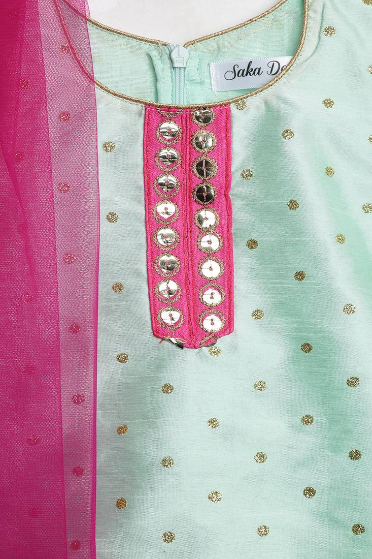 Saka Designs Pastel Blue Fusia Dhoti Kurta for Girls | Ethnic Wear for Kids