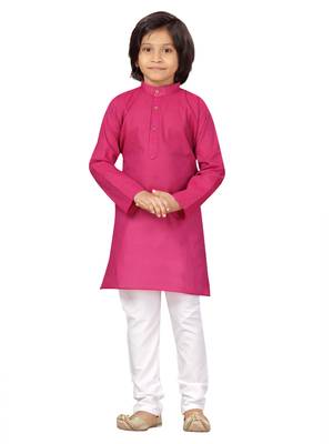 Purple plain cotton boys-kurta-pyjama 1